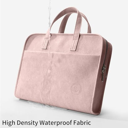 360° Protective Laptop Shoulder Bag Sleeve Case for 13-14.2 inch Notebooks, Compatible with 14 inch New MacBook Air Pro Max M4 M3 M2 M1, HP, Dell, Asus, Acer, with Airbags, Handle, Pink - color: Pink, size: 13-14.2