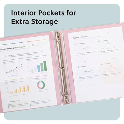 U Brands 2 Pack 1 Inch Clearview Binders, Pastel Drift, O-Ring, 2 Interior Pockets, Clear View Cover, Holds Letter Size Paper - style: 2 Count Pastel Drift