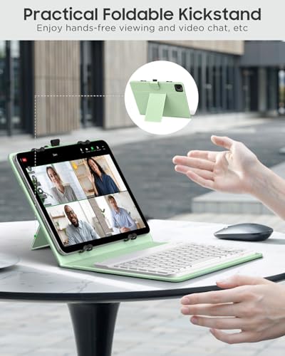 MoKo Universal Tablet Case with QWERTY Keyboard for 9",9.7",10.1",10.2",10.4",10.5",10.9" Tablet, with Removable Wireless Bluetooth Keyboard&Pen Holder for iPad, Samsung, Fire, Pixel, Other, Green - color: Green