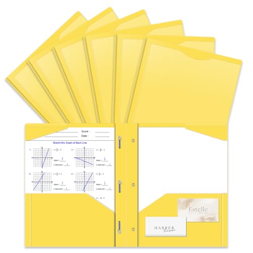 6 Pack Heavy Duty Plastic Pocket Folder with Prongs and Clear Front Pocket, 3 Pockets Folders with 3 Prongs and 2 Card Slot, Green File Folders Fit Letter Size Paper for Office School Home Business - color: Green
