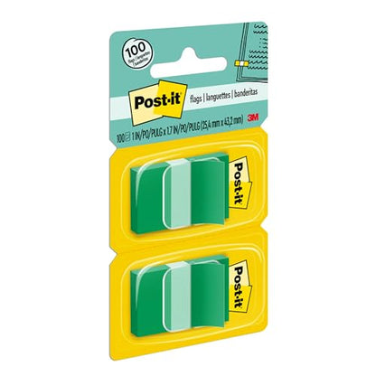 Post-it Flags, 50/Dispenser, 2 Dispensers/Pack, 1 in Wide, Green (680-GN2) (Pack of 2) - color: Green, size: 100 Count (Pack of 2)