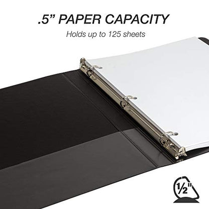 Samsill Durable 0.5 inch 3 Ring Binder, D Ring Binder,100% Recycled Chipboard, Black - color: Black, size: 1 Pack, style: 0.5 Inch