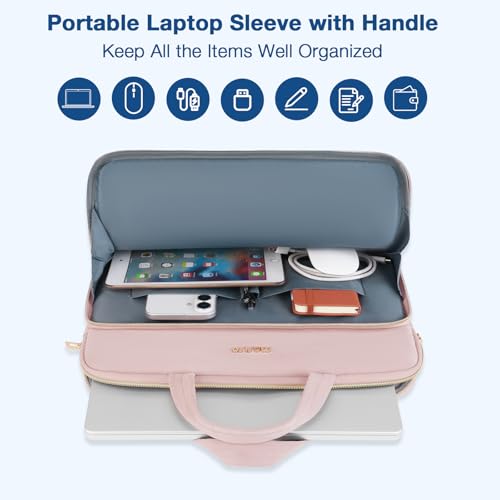 MOSISO Laptop Case 16 inch, 15-15.6 inch Laptop Sleeve Compatible with MacBook Pro 16 M5 M4 M3 M2 M1, HP Dell Acer Lenovo ASUS Notebook, Wheat Ear Quilted Carrying Bag with Handle&Pocket, Pink - color: Pink, size: 16 inch