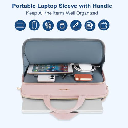 MOSISO Laptop Case 16 inch, 15-15.6 inch Laptop Sleeve Compatible with MacBook Pro 16 M5 M4 M3 M2 M1, HP Dell Acer Lenovo ASUS Notebook, Wheat Ear Quilted Carrying Bag with Handle&Pocket, Pink - color: Pink, size: 16 inch