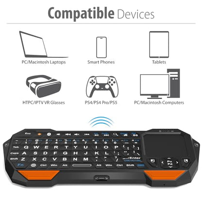 Fosmon Mini Bluetooth Keyboard (QWERTY Keypad), Wireless Portable with Touchpad, Compatible with Apple TV, Amazon Fire Stick, PS4, PS4 Pro, PS5, HTPC/IPTV, VR Glasses, Smartphones