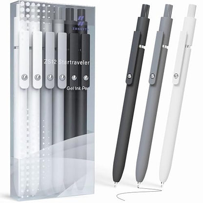 KALARA Aesthetic Gel Ink Pens, 0.5mm Fine Point for Smooth Writing, 6 Pens, No Smear & Bleed Quick Dry, Retractable, Ideal for Journaling and Note-Taking, Stylish Office and School Supplies - size: 6Pens