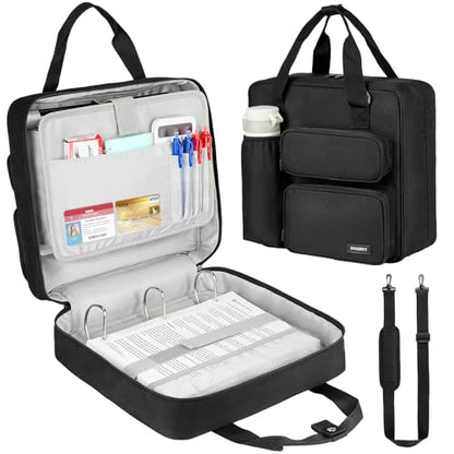 Zipper Binder 3 Ring, 500 Sheets Capacity, Binder 2 Inch with Shoulder Strap Fits 13 Inch Laptop for School and Office,Black - color: Black