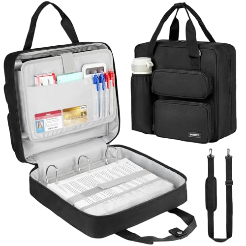 Zipper Binder 3 Ring, 500 Sheets Capacity, Binder 2 Inch with Shoulder Strap Fits 13 Inch Laptop for School and Office,Black - color: Black