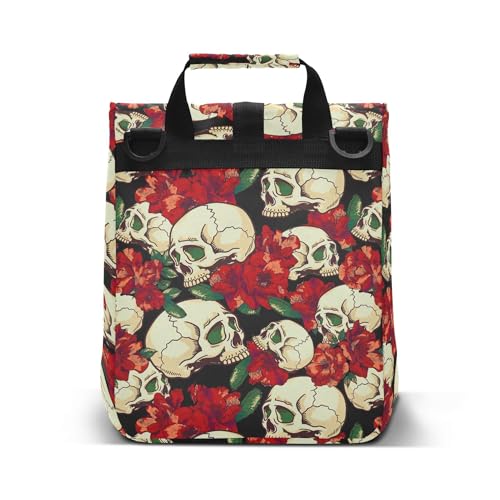 MNSRUU Insulated Lunch Bags Women Men, Skull and Flower Portable Reusable Thermal Meal Tote Cooler Bag Organizer, Adjustable Shoulder Strap, Handle - color: Skulls 007