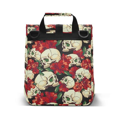 MNSRUU Insulated Lunch Bags Women Men, Skull and Flower Portable Reusable Thermal Meal Tote Cooler Bag Organizer, Adjustable Shoulder Strap, Handle - color: Skulls 007