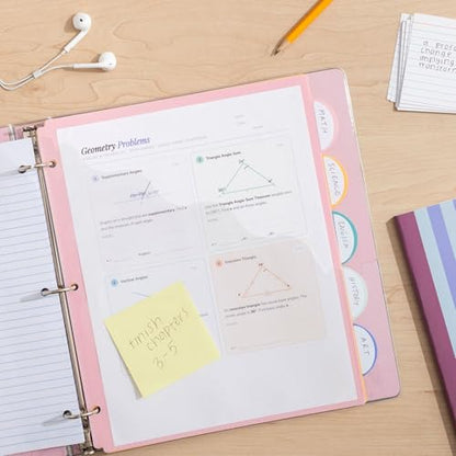 U Brands 5 Tab Poly Binder Dividers with Pocket, Pastel Drift, 3-Hole Punched, 10 Blank Labels, Transparent Pocket, Durable No-Tear - color: Pastel Drift