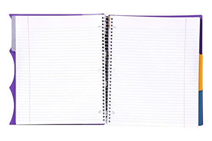 Mintra Office Durable PREMIUM Spiral Notebook, ((Purple, 3 Subject, 8.5in x 11in)), Fabric Covered Coils, No Snags, Removable Adjustable Pocket Dividers, Ruler, Organization, Customizable - color: Purple, size: 3 Subject (8.5in x 11in)
