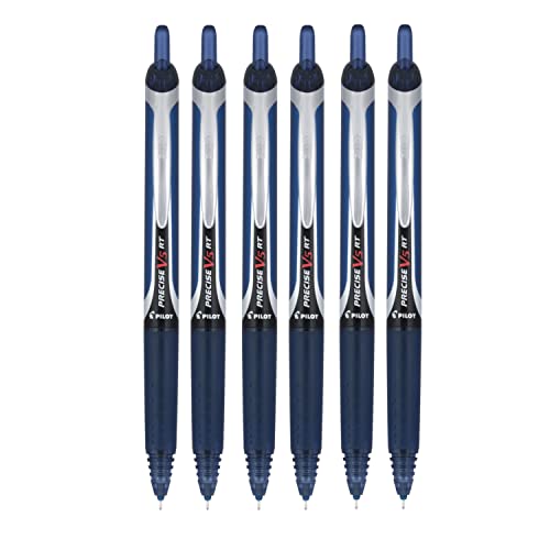 PILOT Precise V5 RT Refillable & Retractable Liquid Ink Rolling Ball Pens, Extra Fine Point (0.5mm) Navy Ink, 6-Pack - color: Navy