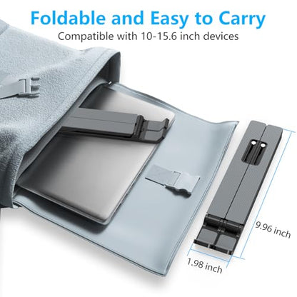 Adjustable Laptop Stand, Portable Laptop Riser for Desk, ABS+Silicone Foldable Ventilated Cooling Notebook Holder Stand for 10-15.6” Laptops, Tablets