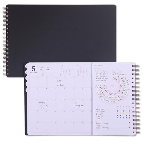 Leanga 2026 Planner, Dated Weekly & Monthly Calendar Planner with Goal Setting and Habit Tracker for Student and Teacher, for Life and Work-13-1/2" x 9",Hardcover, Large Desk Agenda-Black - color: Black