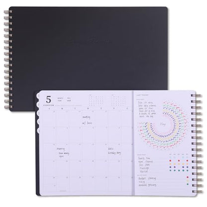 Leanga 2026 Planner, Dated Weekly & Monthly Calendar Planner with Goal Setting and Habit Tracker for Student and Teacher, for Life and Work-13-1/2" x 9",Hardcover, Large Desk Agenda-Black - color: Black