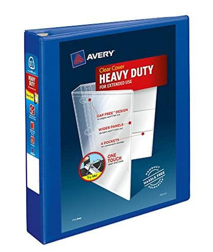 Avery Heavy-Duty View 3 Ring Binder, 1.5" One Touch EZD Rings, 1 Pacific Blue Binder (79775) - size: 1.5"