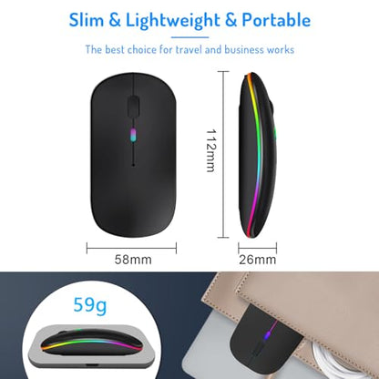 Wireless Mouse for Computer Laptop,Bluetooth Mouse for Apple MacBook,Dual Mode BT 5.0+ 2.4GHz USB Mice