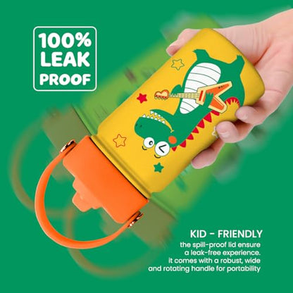 Dinosaurs Water Bottle - Dino Kids Water Bottle with Straw Lid - 12 Oz Insulated Stainless Steel Water Bottles for Kid Boys - Travel Cup for School Sports - color: Dinosaur 3
