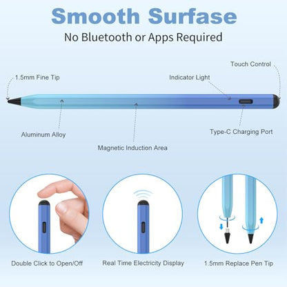 Stylus Pen for iOS&Android Touch Screens, Active Pencil for Samsung, Smart Digital Stylus Pens for Lenovo/Huawei/Vivo/Mi Tablets, iPhone/Google Pixel Smart Phones Drawing&Writing (Gradient Blue) - color: Gradient Blue