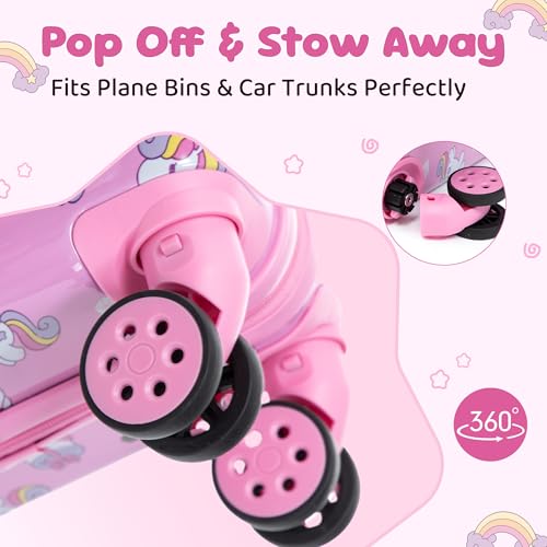16’’ Kid’s Luggage Set with Spinner Wheels, Hardside with Suitcases,6 Piece | Carry on Luggage, Travel Rolling Luggage Airline Approved, Girls Boys - color: Unicorn