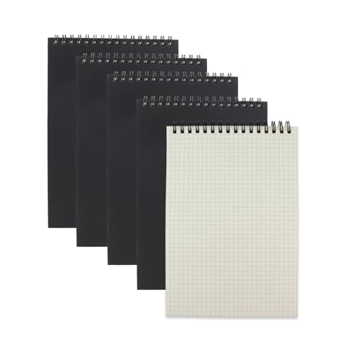 4 Pack Graph Paper Notebook, A5 Top Wirebound Grid Spiral Notebook 5.8" x 8.3",60 Sheets,5mm x 5mm Grid Paper,Grid Notepad for Students, Math, Engineering (Black) - color: Black (4pcs)