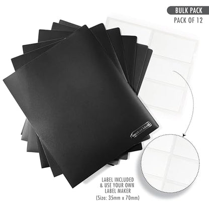 Easykart Plastic Folders with Pockets - (Black, 12 Pack), 2 Pocket Poly Folders for School, Home or Office, Durable Heavy Duty File Folders - size: 12 PCs