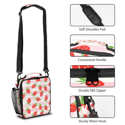 Pardick Fruit Strawberry Insulated Lunch Bag Girls,Kids Thermal Meal Cute Pink Stripe Reusable Lunch Box Children Waterproof Back to School Picnic - color: Strawberry