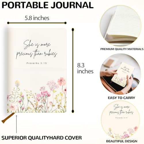 Cute Flower Christian Hard Shell Journal Notebook, Bible Gifts College Ruled Notebook, Bible Verse Inspirational Hardcover Notebooks, Journals for Writing Planner Note Taking 200 Sheets (5.8 x 8.3) - color: Multi 1559