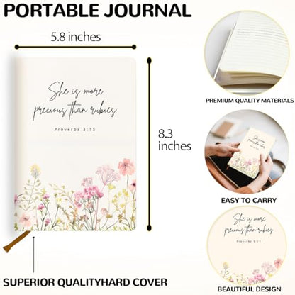 Cute Flower Christian Hard Shell Journal Notebook, Bible Gifts College Ruled Notebook, Bible Verse Inspirational Hardcover Notebooks, Journals for Writing Planner Note Taking 200 Sheets (5.8 x 8.3) - color: Multi 1559