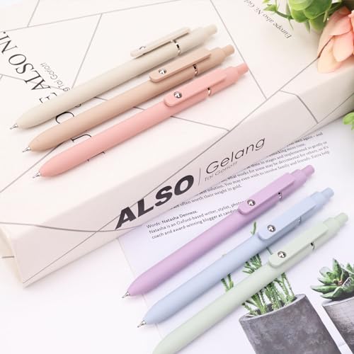 ITAWIXS 6Pcs Cute Gel Pens, 0.5mm Fine Point Smooth Writing Pens, Aesthetic Pens for Journaling Note Taking, Office School Supplies, Gifts for Women - color: 6pcs Morandi