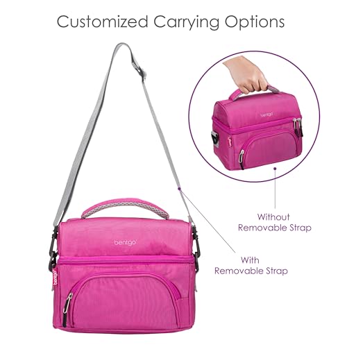 Bentgo Deluxe Lunch Bag - Durable and Insulated Lunch Tote with Zippered Outer Pocket, Internal Mesh Pocket, Padded & Adjustable Straps, & 2-Way Zippers - Fits Most Lunch Boxes (Purple) - color: Purple