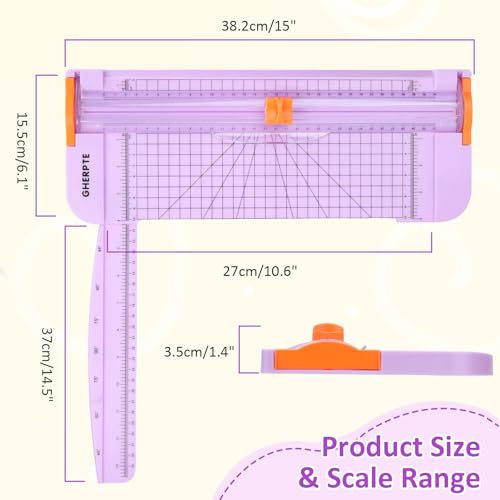A4 Paper Cutter -12 Inch Paper Trimmer with 2pcs Replacement Blades with Safeguard Side Rulerfor Cut Gift Card,Coupon,Label, Cardstock,Photo - color: Purple