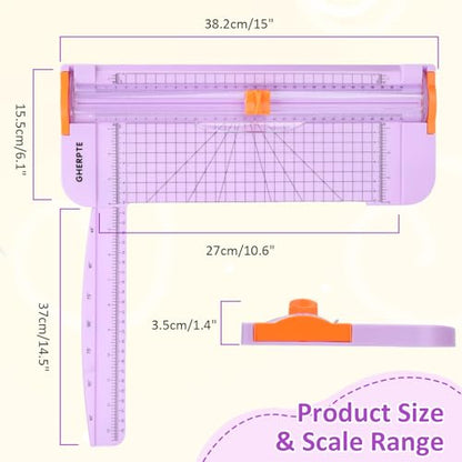 A4 Paper Cutter -12 Inch Paper Trimmer with 2pcs Replacement Blades with Safeguard Side Rulerfor Cut Gift Card,Coupon,Label, Cardstock,Photo - color: Purple