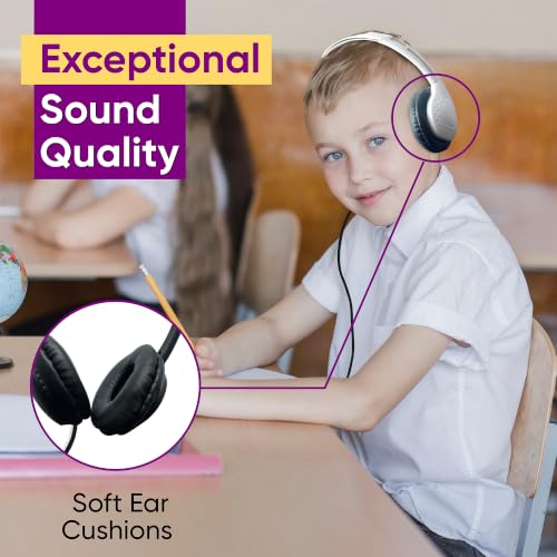 10 Pack Bulk Wired On-Ear Leather Headphones with 3.5mm Connector, Multi
