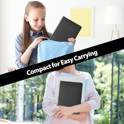 A5 Lined Spiral Journal Notebook, 146 Pages Hardcover Notebook with 100 GSM Thick Paper, Inner Pocket & Elastic Closure, 5.7" x 7.9", Notebooks for Work, School, College, Office, Journaling & Note Taking - color: BLACK