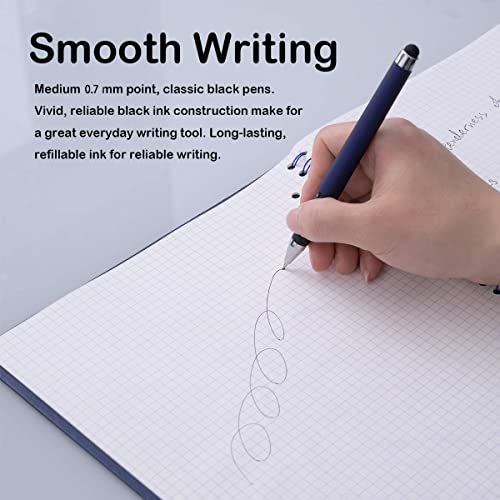 MiSiBao 0.7mm Black Ink Gel Ink Rollerball Pens 2 in 1 Medium Point Pens with Stylus Work Pen Smooth Writing for Office Black gel pen (18pack-Black Ink) - color: Blue-0.7mm-18pack
