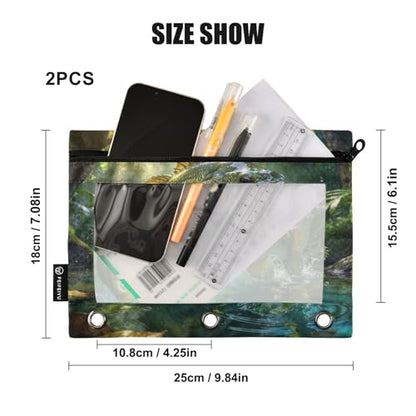 Largemouth Bass Fish Pencil Pouches for 3 Ring Binder, Zipper Binder Pencil Case, 2 Pack Clear Window Case Bag for Office Organizers - color: Largemouth Bass Fish