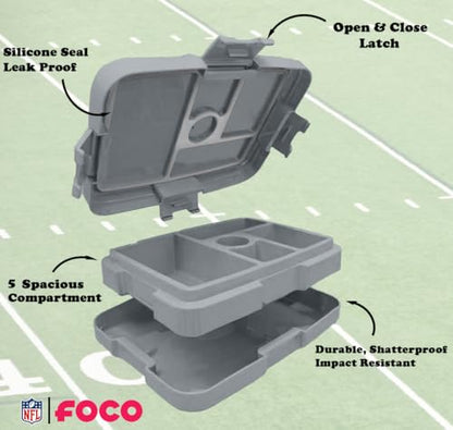 FOCO NFL Unisex-Adult Officially Licensed 2-Tone Big Logo Team Color Football Leak Proof 5 Compartment Bento Lunch Box - Detroit Lions - color: Detroit Lions