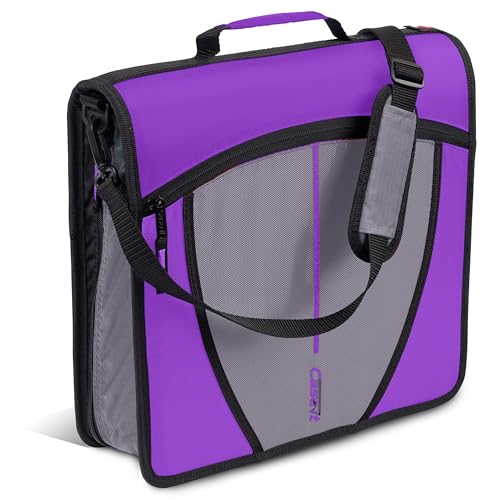 Case-it Mighty Zip Tab School Zipper Binder | 3-Inch O-Rings, 600-Sheet Capacity, 5-Subject Expanding File Folder, Multiple Pockets & Storage Organizer, Shoulder Strap | D-146 Deep Purple - color: I Deep Purple, size: 1 Pack