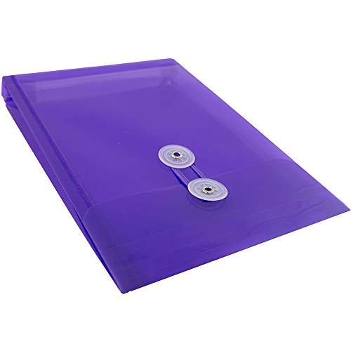 JAM PAPER Plastic Envelopes with Button & String Tie Closure - 6 1/4 x 9 1/4 - Purple - 12/Pack - color: Purple, size: 6 x 9