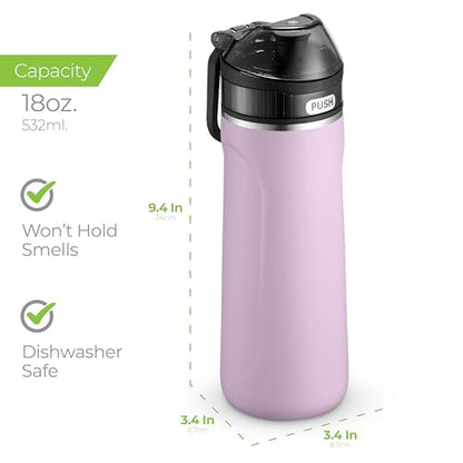 SipX Insulated Water Bottle, Water Bottle with Straw Lid, 18 oz Triple Insulated Stainless Steel, Leakproof, BPA-Free, Slim Durable Metal Bottle for School, Gym & Office, Purple - color: Purple