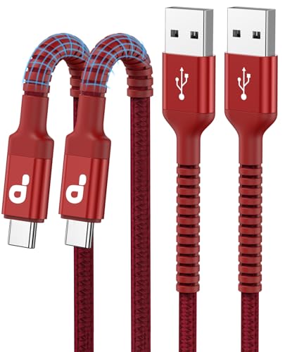 USB C Cable 10FT, 2Pack USB A to USB C Charger Cable, Type C Cable 3A Fast Charging Upgraded Extra Durable Braided USBC Cord Compatible with iPhone 17/16 15 Pro Max/Samsung Galaxy S23 and More-Red - color: Red, size: 10FT, style: USB A to USB C