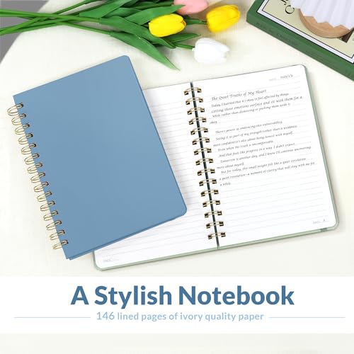 SUNEE Journaling Notebooks, A5 Lined Spiral Notebook for Women, 146 Pages College Ruled Hardcover Notebook for Work, Note Taking, Journaling and Office School Supplies, A5 - Haze Blue - color: Haze Blue