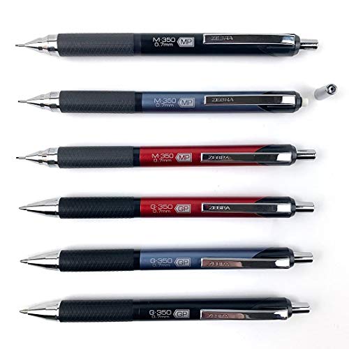Zebra Pen M-350 Mechanical Pencil, 0.7mm Point Size, Space Black Barrel, Refillable Eraser, 12 Pack - color: Black Barrel, size: 1 Count (Pack of 12)