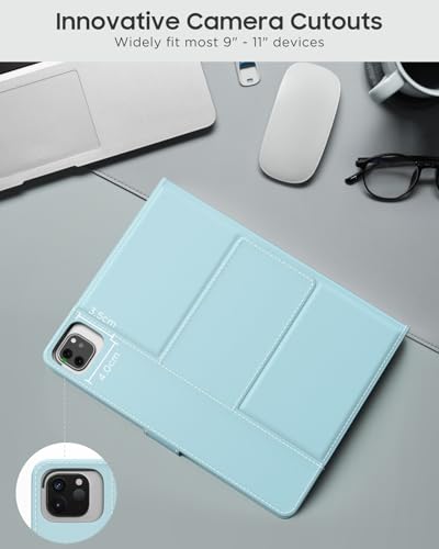MoKo Universal Tablet Case with QWERTY Keyboard for 9",9.7",10.1",10.2",10.4",10.5",10.9" Tablet, with Removable Wireless Bluetooth Keyboard&Pen Holder for iPad, Samsung, Fire, Pixel, Other, Sky Blue - color: Sky Blue