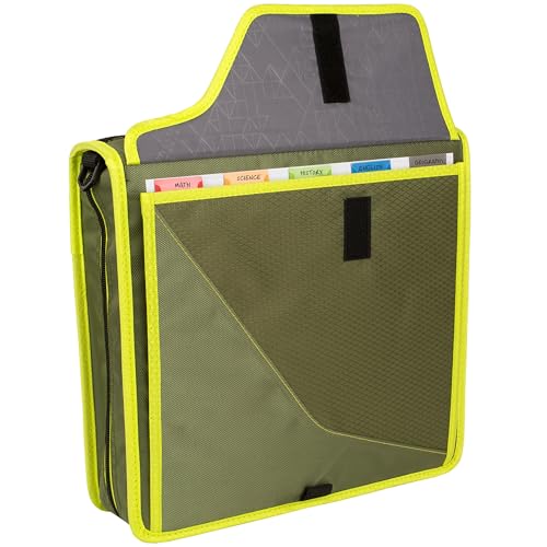 Five Star Zipper Binder, 3 Inch 3-Ring Binder with D Rings, Removable Padded Case, 5-Tab Expanding File and Multi-Use Strap, 850 Sheet Capacity, Olive/Citrus (292960C) - color: Olive/Citrus, size: 3 Inch