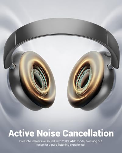 Wentronic Y01 Wireless Noise Canceling Headphones Bluetooth 5.3 Over Ear Headphones with Microphone, Hi-Res Audio, 48H Playtime, Foldable Comfortable Earpads,Compatible with iOS,Android,PC, Space Grey - color: Space Grey