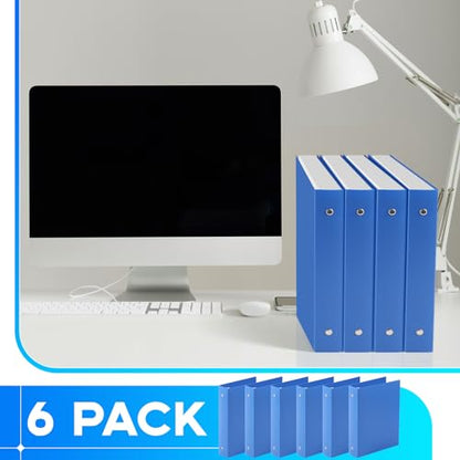Henoyso 6 Pcs 1.5 Inch Mini 3 Ring Binders Fits 5.5 x 8.5 Paper, Holds(Capacity 280 Sheets), Plastic Flexible Three Round Rings Small Blue A5 Binders Bulk for School, Office Use, Photo Album - color: Blue, size: 1.5 Inch