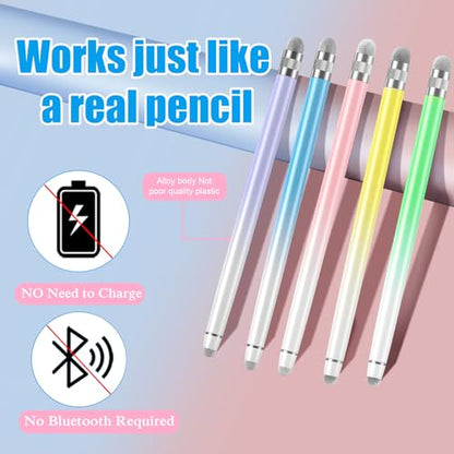 Bopomofo 10PCS Stylus Pen for Touchscreen,High Sensitivity & Precision | Metal Barrel,Fiber Tip,No Charging,Compatible with iPhone iPad Android Microsoft Surface Nintendo Switch Touch Screen - color: W-Purple/Pink/Blue/Green/Yellow